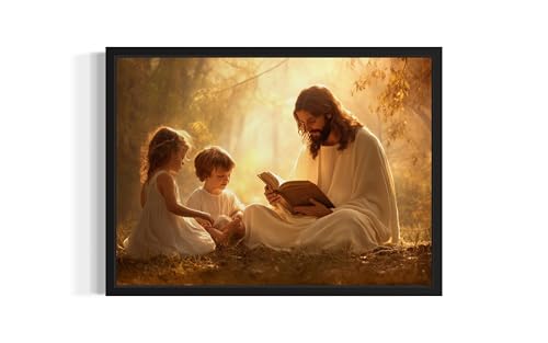 Jesus Reading the Bible Wall Art Print Poster, Religious Christain