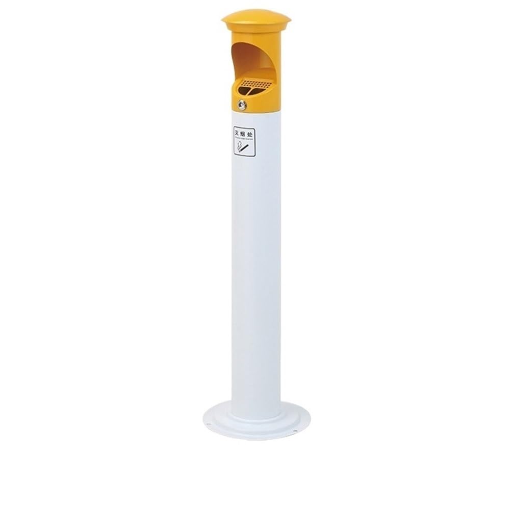 Stand ashtray Stainless Steel Ash Pillar Hotel Cigarette Butt Collection Vertical Extinguishing Smoking Trash Can Outdoor Pillar(White)