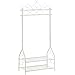 SONGMICS HSR07W - Appendiabiti Vintage con 2 Ripiani in Metallo, Bianco crema, 92 x 41 x 173 cm