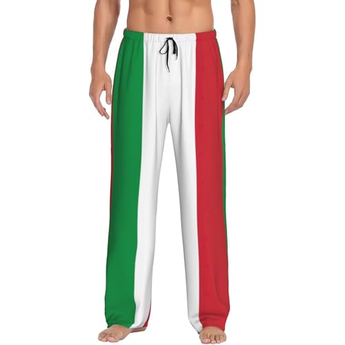 Italian Flag Print Lightweight Casual Pajamas,Pajamas With Pockets,Soft And Comfortable Long Pajamas