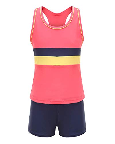 Girls Two Piece Tankini Boyshort Swimsuit Kids Swimwear Set Sun Protection Bathing Suit2