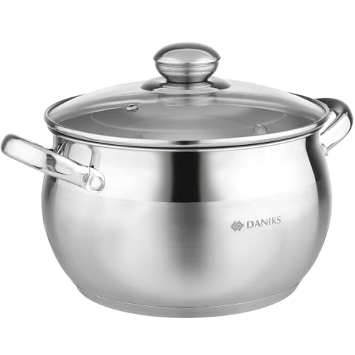 Image of Daniks Classic Induction Stainless Steel 4 Quart Stock Pot with Glass Lid