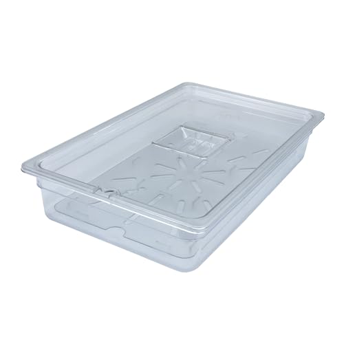 AcMax Set de policarbonato GN 1/1 Gastronorm, recipiente GN, 16 litros, profundidad de 100 mm, plástico, tapa con muesca y bandeja de goteo