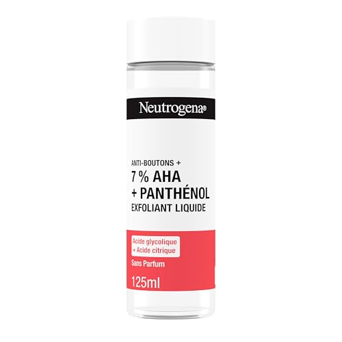 Neutrogena | Exfoliante líquido antibotón + 7% AHA + pantenol (125 ml) – Cuidado facial antiespinillas con ácido glicólico + ácido cítrico – Exfoliante para pieles propensas al acné sin perfume