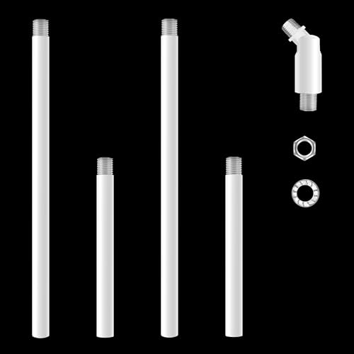 M10 Threaded Extension Poles Lighting Fixture Downrods Stems & 180 Degrees Sloped Ceiling Adapter Kits for Pendant Light, Island Lighting, Chandeliers (White)