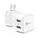 iClever Mini USB Wall Charger,12W 2-Pack Dual Port Travel Charger Cube Adapter for iPhone Xs Max XR X 8 Plus 7 6,iPad Pro Air Mini,Samsung Galaxy S9 S10 Plus S8 Note 9, HTC, Moto, and More (White)