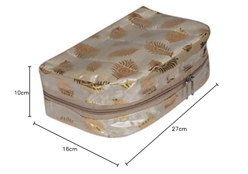 Image of Set of 10 Makeup Pouches Necklace Earrings Cosmetic Vanity Storage Box Jewellery Organizer Toiletry Organizer Pouch for Women Color - (Golden)