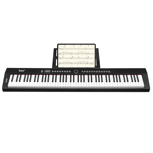 Bonnlo Piano Numérique avec 88 Touches Lestées, Clavier de Piano Semi-Lesté pour Débutants avec Pédale de Sustain, Adaptateur Secteur, Piano Électrique Cadeau pour Enfants et Adultes, Noir - Les Beatles, Paul McCartney, John Lennon, RIngo Starr, George Harrison Bonnlo Piano Numérique avec 88 Touches Lestées, Clavier de Piano Semi-Lesté pour Débutants avec Pédale de Sustain, Adaptateur Secteur, Piano Électrique Cadeau pour Enfants et Adultes, Noir
