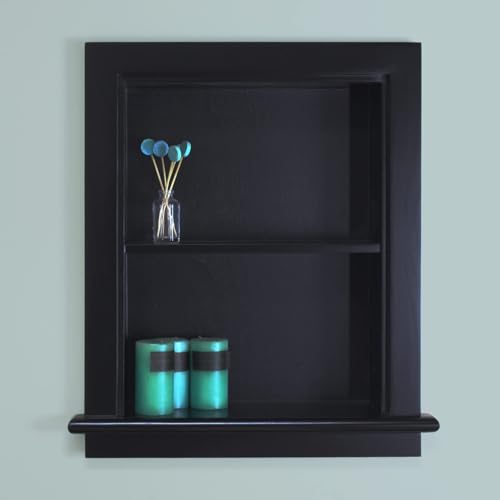 Image of 14x18 Aiden Recessed Wall Niche Medicine Cabinet Replacement, in The Wall Bathroom Cabinet Insert Shelf /Shelves, Made in North America, Real Wood, NO MDF, Plain, Black