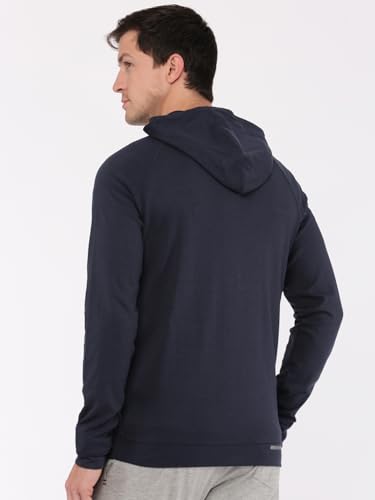 Image of Macroman M-Series Men Hooded Regular Fit Cotton Blend Sweatshirt with Reflective Detail