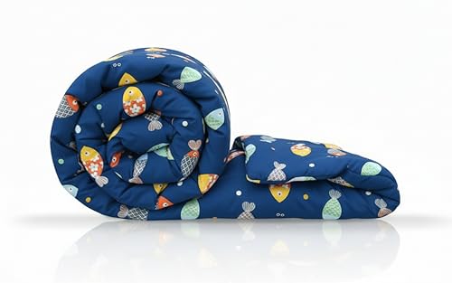 Image of Filymore Cute Fish 3-Piece Kids Bedding Set - Single Bed Comforter, Matching Bedsheet & Pillow Cover - Soft Peach abd White Design for Children's Room(90X60) inch