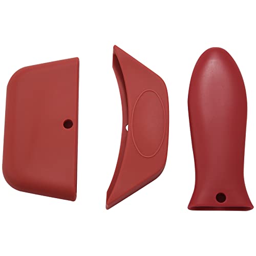 Yessetry Supporto per manico caldo in silicone (3) caldi per padelle, padelle, padelle e piastre in metallo e alluminio, manici per pentole in metallo e alluminio, colore: rosso