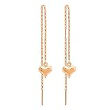 555Jewelry Womens Heart Cute Shape Love Stainless Steel Charm Fine High Fashion Romantic Gifts Ladies Delicate Stylish Chain Link Accessories Jewelry Dangle Drop Earring, Pink Rose Gold