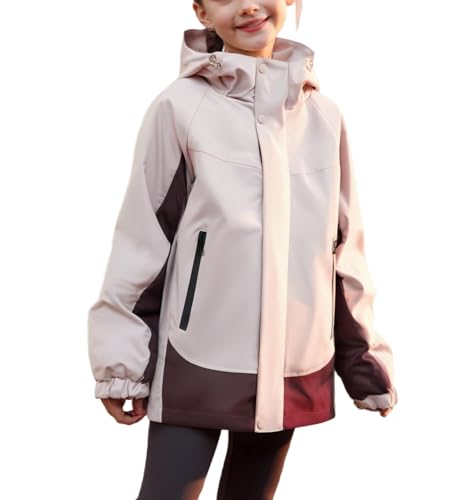 Girls' Waterproof Windproof Outdoor Jacket with Hood - Lightweight, Breathable, and Durable