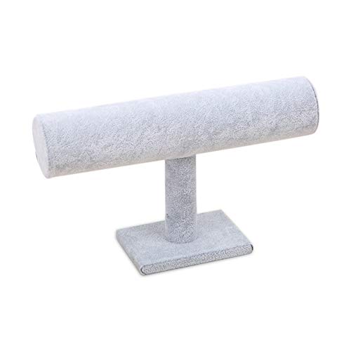 Porta Bracciali Espositore Rotolo Espositore Gioielli Porta Braccialetti Organizzatore di Gioielli in Velluto Espositore per Bracciali, Braccialetti, Orologi (Grigio, 1 livello)