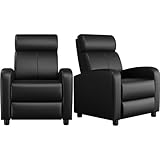 Yaheetech 2-Seat Reclining Chair Leather Recliner Sofa Modern Chaise Couch Lounger Sofa for Living Room Home Theater Black