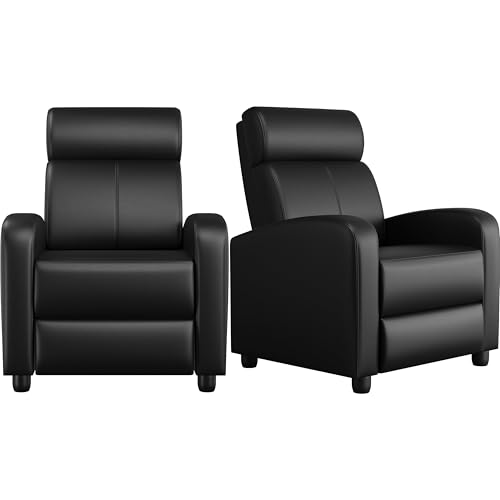 Yaheetech 2-Seat Reclining Chair Leather Recliner Sofa Modern Chaise Couch Lounger Sofa for Living Room Home Theater Black