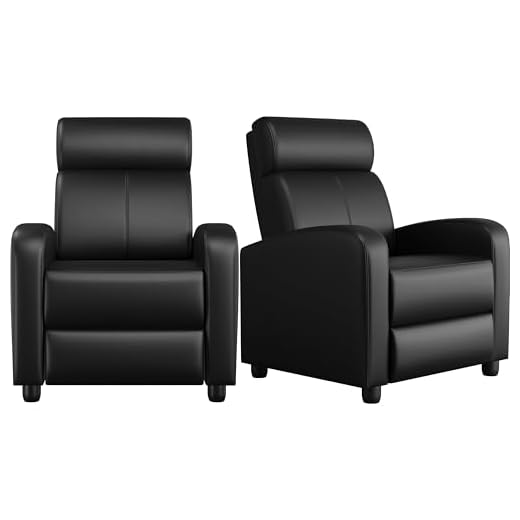 Yaheetech 2-Seat Reclining Chair Leather Recliner Sofa Modern Chaise Couch Lounger Sofa for Living Room Home Theater Black