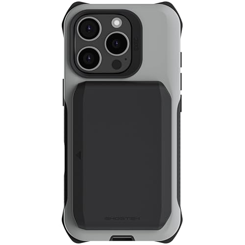 Étui portefeuille iPhone 16 Pro Ghostek Exec gris avec porte-cartes MagSafe amovible