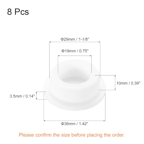 Image of MECCANIXITY 8pcs T-Shaped Silicone Plugs 29mm 1-1 /8 Inch Dia Snap in Plug Hole Seal Cover Round Rubber Stopper for Kitchen Rubber Bulkheads Waterproof Sealing Plugs White