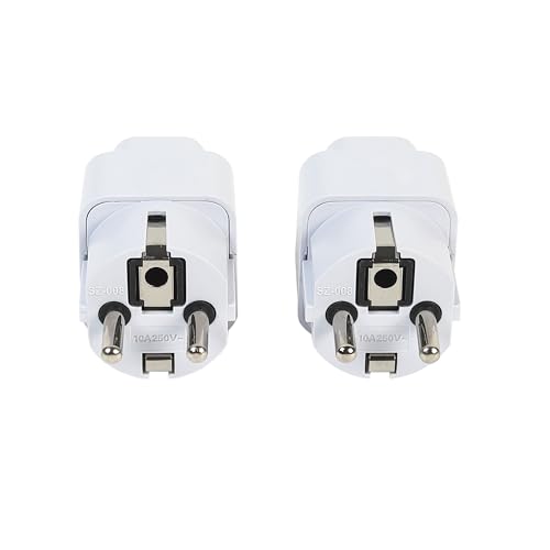 Image of Ocko Europe to Universal Travel Adapter Schuko Plug | Type E /F European Plug Adapter Universal Socket for Europe, Germany, Spain, Netherland, France (Pack of 2, White)