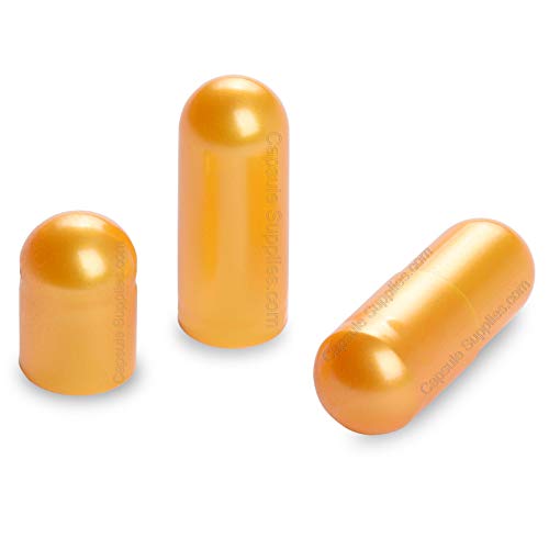 PureCapsUSA - Gold (Metallic) Gelatin Capsules Size 0 (1,000 Capsules, Separated)