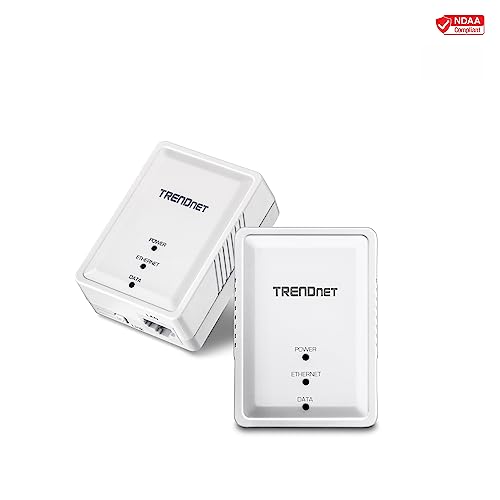 Image of TRENDnet Powerline 500 AV Nano Adapter Kit, Includes 2 x TPL-406E Adapters, Cross Compatible with Powerline 600-500-200, Windows 10, 8.1, 8, 7, Vista, XP, Plug & Play Install, White, TPL-406E2K
