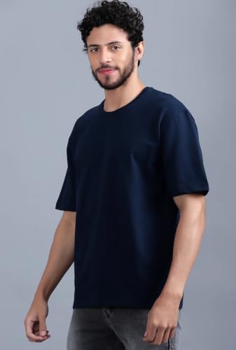 Image of Men's 240 GSM Cotton Oversized Tee - Heavyweight Bio-Washed Fabric | Premium Street Style | Super Soft, Thick & Breathable T-Shirt