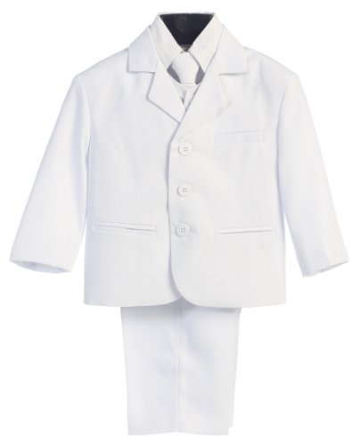 5 Piece White First Communion or Christening Suit with Shirt, Vest, and Tie- Size 6