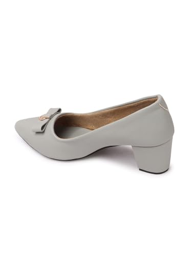 Image of Carlton London Women's Block Heel Round Toe Pumps - Elegant, Comfortable, and Stylish for Office, Casual and Semi-Formal Use