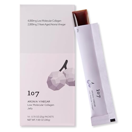 107 ARONIA Vinegar Low Molecular Collagen Jelly Stick, Contains Vitamin, Collagen, Hyaluronic Acid, Elastin, Probiotics, Korean Beauty Collagen, Supports Inner Beauty, 20g x 14 Pouches