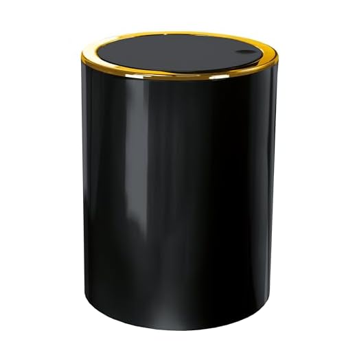 Kleine Wolke Crackle Zahnputzbecher, Keramik, Schwarz, 75x100 mm 2 Kleine Wolke Golden Clap Kosmetikeimer, ABS, Schwarz, Eimer 5 L, Zylindrisch