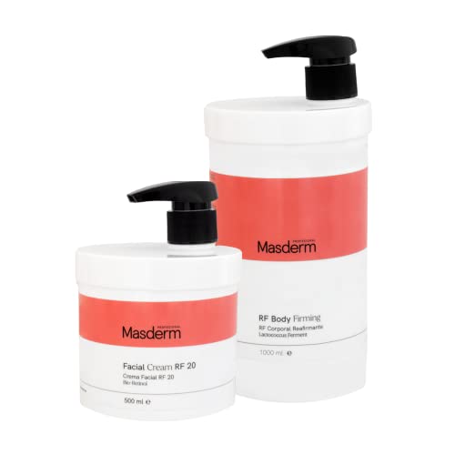 MASDERM | Pack de 2 | Crema Gel Radiofrecuencia Facial y Corporal Hidratante | Crema Gel Conductor Cavitación Antiarrugas | Ácido Hialurónico | Colágeno | Profesional | Mujer | 500ml y 1 L…