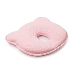 Tbest Almohada Moldeadora para bebé con Tela que Absorbe la Humedad (PINK) | Espuma viscoelástica suave, evita la cabeza plana, diseño 3D, transpirable, para bebés