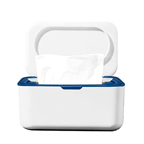 Mermshy Toallitas húmedas, servilletas de bebé, caja de almacenamiento, soporte para guardar a prueba de polvo, caja de toallitas húmedas para el hogar, la oficina (azul)