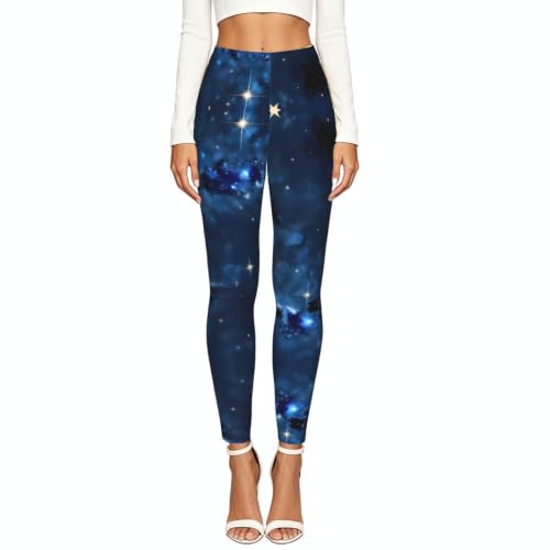 Leggings de compresión suave para mujer con estampado Blue Galaxy de gimnasio 2