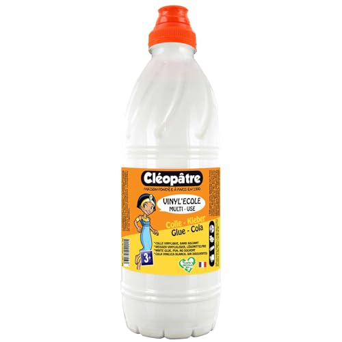 CLEOPATRE - Vinyl'Ecole Flacon De Colle Blanche Vinylique 1L - Idéale Travaux Manuels et Loisirs Créatifs Dès 3 ans – Rentrée Des Classes - Fabrication Française