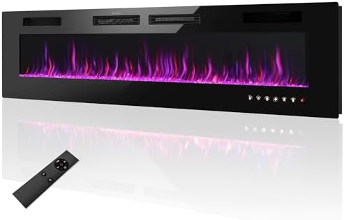 MAISON ARTS 72 Inch Electric Fireplace, Recessed and Wall Mounted Electric Fireplace Heater, Linear Fireplace with Remote Control & Touch Screen, Thermostat, Timer, Adjustable Flame Color, 750/1500w - Thumbnail 2