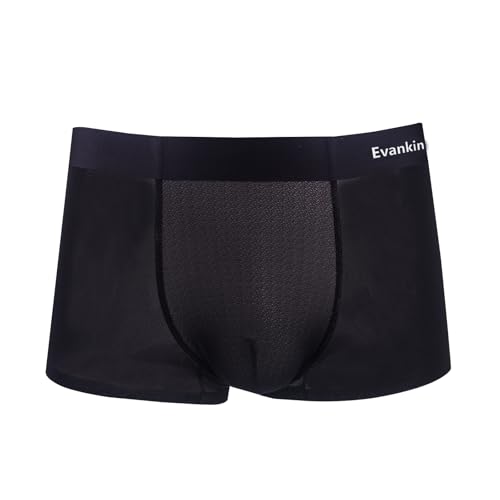 Evankin Mens Mesh Ice Silk Boxer Brief Breathable Cool Underwear Sexy Lace See Through Underpants