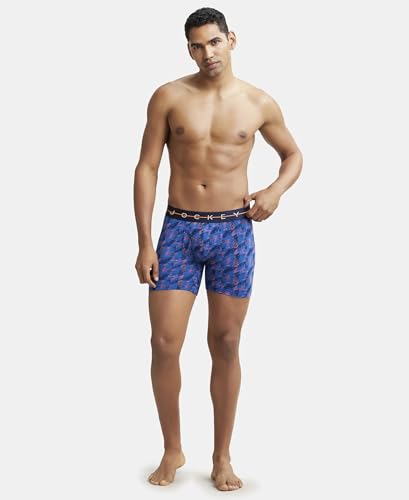 Image of Jockey NY03 Men's Super Combed Cotton Elastane Stretch Printed Boxer Brief with Ultrasoft Waistband (Prints May Vary)