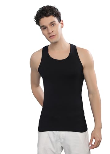 Image of Force NXT Men's Super Combed Cotton Rib Fabric Solid Vest | Round Neck Sleeveless Vest for Men