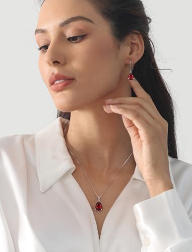 YL 925 Sterling Silver Teardrop Dangle Drop Earrings for Women 7x10 MM Solitaire Birthstone Leverback Jewelry3