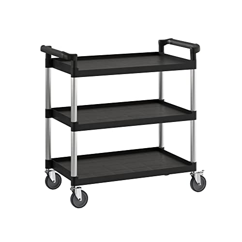 Krollen Industrial Black Utility/Bussing Cart with Three Shelves - 42
