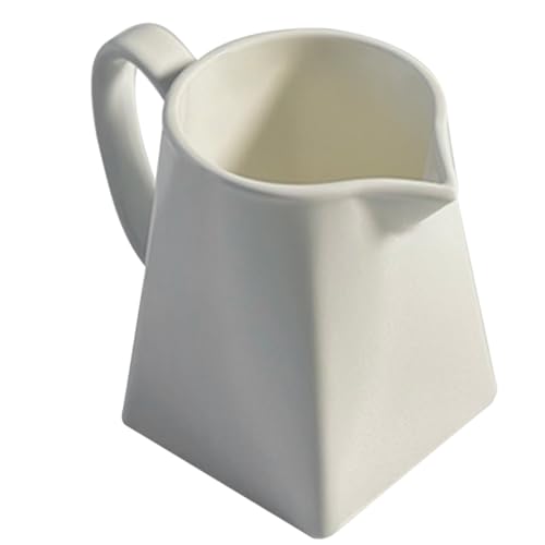 LALAFINA Jarra de Leche de Cerámica Blanca 230 Ml Boquilla Puntiaguda Antiderrame Jarra Medidora Pequeña para Café Té y Crema Recipiente Compacto para Uso en Cocina y Merienda