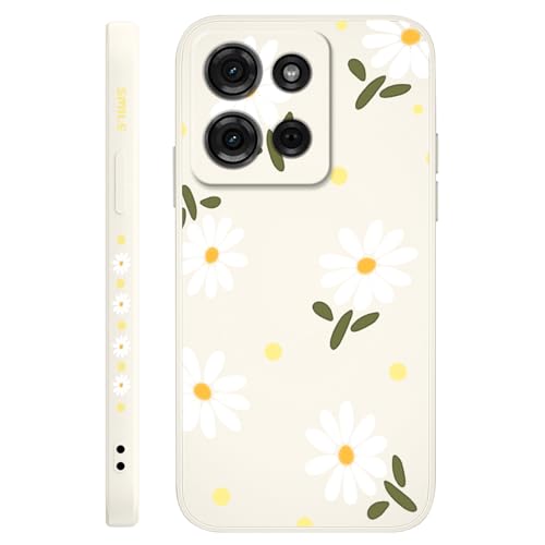 Étui en silicone pour Moto G 5G 2025 à motif floral blanc marguerites