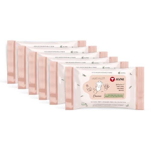 Avni – Intimate Vaginal Wet Wipes | 48 Wipes (6 Packets With 8 Wipes Each)| 100% Biodegradable & Alcohol-Free | Skin Friendly For Daily Hygiene | Tea Tree Essential Oils & Aloe Vera Extracts For Rs. 99