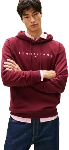 Tommy Jeans Uomo Felpa Linear Logo con Cappuccio