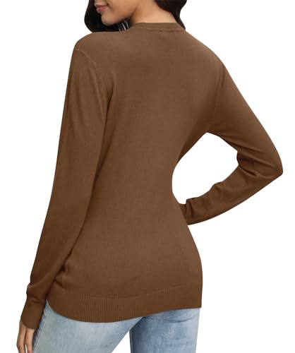 Image of EXCHIC Women's Long Sleeve V-Neck Casual Sweaters Fall Classic Soft Knit Top 2026 Fit Basic Pullover Tops
