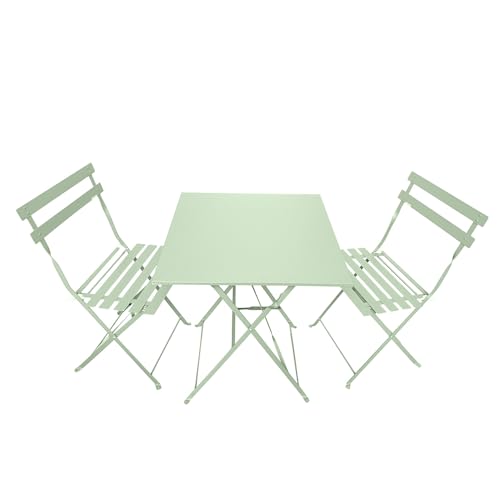 Ensemble de Jardin Pliable Madalena - Table de bistrot carrée et 2 chaises pour Balcon ou terrasse - - Vert