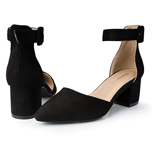 High Heels.Chunky Heel Pointed Closed Toe Pump Shoes,Party Wedding Fashion Shoes,Gifts for Women2